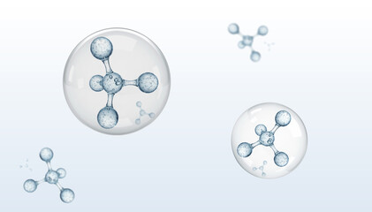 Molecular structure. Vector illustration of molecules in a bubble.