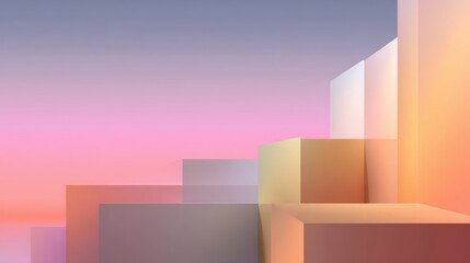 Fototapeta premium Abstract Geometric Shapes with Soft Color Gradients at Dusk