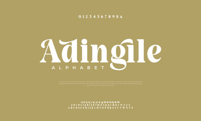 Elegant luxury and Minimal modern serif alphabet font. Typography urban style alphabet fonts for fashion, sport, technology, digital, movie, logo design, vector illustration