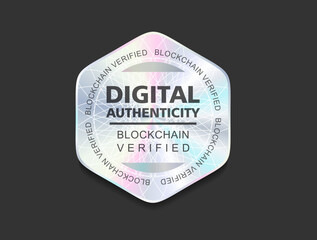 Hologram sticker digital authenticity blockchain verified genuine holographic seal