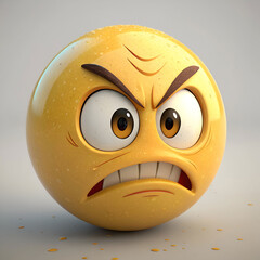 render of an angry emoji yellow frustrated face digital art