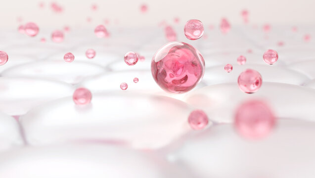 PDRN or Collagen Peptide Molecule Absorption Through Skin Cells, 3D Render