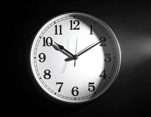 Round wall clock shows 1010 against a dark background