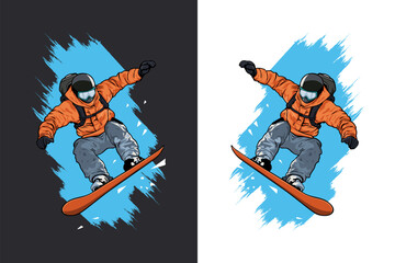 snowboarding jump illustration sketch design icon logo vector