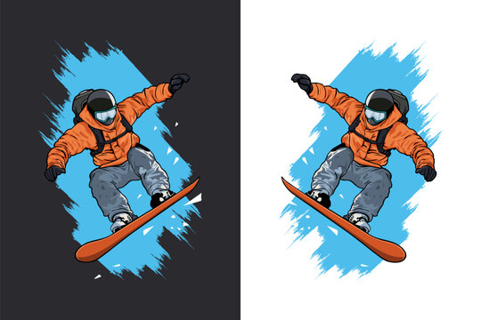 snowboarding jump illustration sketch design icon logo vector
