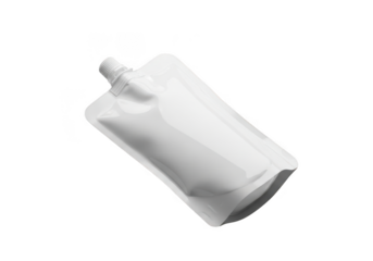 White spout pouch mockup, liquid packaging template, drink container, food storage, refillable squeeze pack, blank design, mock up template isolated on transparent background