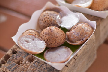 Khao Tom Mat wrapped in banana leaves, teamed sticky rice in mangrove fan palm leaf, steamed sticky rice