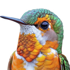 A hummingbird close up on transparent background