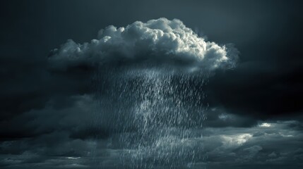 Obraz premium Dark Storm Cloud with Heavy Rainfall Over a Gloomy Sky