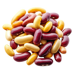 Pile of assorted beans on transparent background