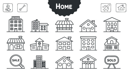 set of houses icons