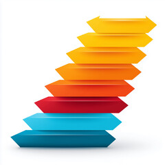 A colorful diagram of upward-pointing arrow-shaped steps that symbolize progress