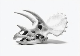 Naklejka premium Pale gray dinosaur skull, profile view