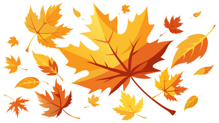 Fototapeta premium Vector art of autumn leaves falling in cartoon style