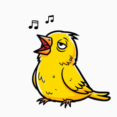 Cartoon canary, kid book illustration, isolated on white background.