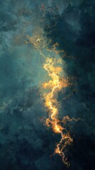 Dramatic Lightning Bolt Illuminating Dark Stormy Sky at Night