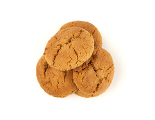 Chocolate cookies with chocolate filling isolated, brown round biscuits, broken sweet cocoa pastry