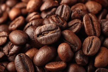 Obraz premium Close-up view of many roasted coffee beans (1)
