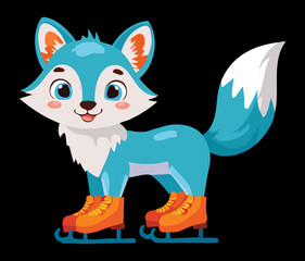 Adorable Blue Fox Character Design with Cute Large Eyes and a Fluffy Tail Ideal for Toddler and Preschool Content