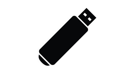 Modern usb flash drive storage device for digital data transfer and connectivity isolated symbol silhouette