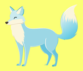 Stylized Light Blue Arctic Fox Standing Calmly in a Side Profile Representing the Cold Tundra Habitat