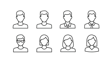 Hand drawn user profile icons set diverse people avatars sketch style representing individuals vector