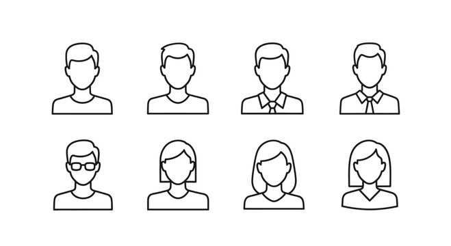 Hand drawn user profile icons set diverse people avatars sketch style representing individuals vector
