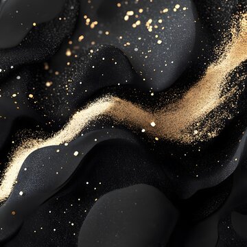 Abstract Black Gold Glitter Swirl Background Texture