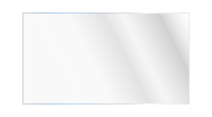 Realistic transparent glass rectangle plate. Acrylic texture frame with light reflection and glossy effect. Empty panel on white background. Vector PNG illustration.