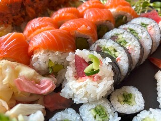Sushi Plate, Fish Maki Rolls, Japan Seafood