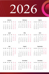Modern and minimal 2026 calendar template with colorful wave design. Perfect for business, corporate, or personal use. Fully editable and printable layout