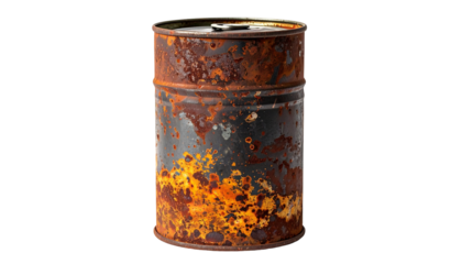 Rusted metal can isolated on black
