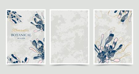 winter background of seasonal leaves, branches (mistletoe). a hand-drawn illustration in the style of a one line. modern wallpaper for print, banner, postcard, holiday idea. vector illustration 