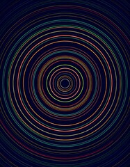 Obraz premium Colorful concentric circles pattern on dark background