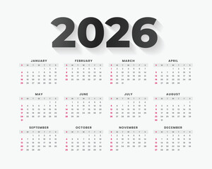 Modern and minimal 2026 calendar template with colorful wave design. Perfect for business, corporate, or personal use. Fully editable and printable layout
