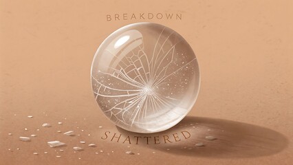Cracked and shattered glass sphere depicting a breakdown