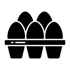 A solid design icon of eggs tray