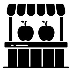 Conceptual solid design icon of fruit cart