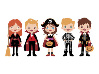 children wearing different Halloween costumes 