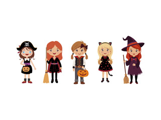 children wearing different Halloween costumes 