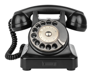 Vintage Rotary Dial Telephone Front View, Classic Retro Design, Isolated on Transparent Background