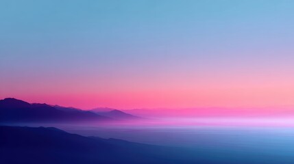Fototapeta premium Serene Sunrise Over Mountain Range with Soft Color Gradients