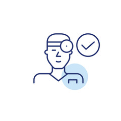 Verified ear-nose-throat doctor, appointment confirmed. Pixel perfect, editable stroke vector icon