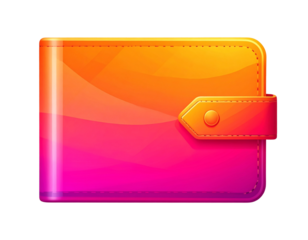 Colorful Gradient Chargeback Symbol with Wallet and Backward Arrow, Flat Financial Icon, Transparent Background