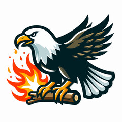 illustration of an eagle with flames
