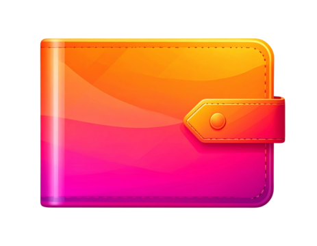 Colorful Gradient Chargeback Symbol with Wallet and Backward Arrow, Flat Financial Icon, Transparent Background
