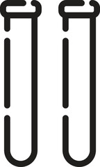 Two test tubes in a dashed line-art icon. Minimalist laboratory glassware symbol for science, medical testing, research, and analysis. Clean vector graphic element perfect for web, apps