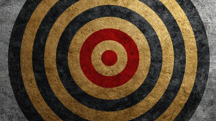 Colorful Dartboard Pattern with Red and Gold Rings on Gray Background