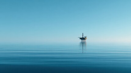 Fototapeta premium Oil Platform in Calm Waters Under Clear Blue Sky