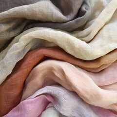 Soft Draped Earthy Tone Linen Fabric Texture Background